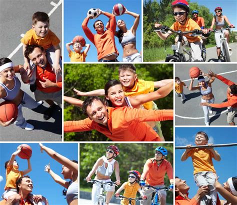 Collage de personas realizando diferentes actividades físicas: zumba, natación, ciclismo, running.