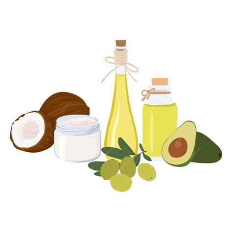 Imagen de botellas de aceite de oliva, coco y aguacate, junto a un trozo de mantequilla.