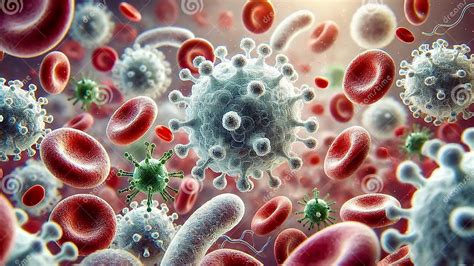 Ilustración de glóbulos blancos combatiendo patógenos