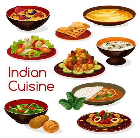 Ilustração de vários pratos indianos saudáveis e coloridos, como Chana Masala, Palak Paneer e Frango Tandoori, com destaque para vegetais frescos.