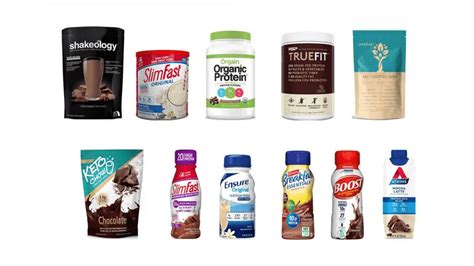 Infografía comparando el contenido nutricional de diferentes batidos sustitutivos de comida.