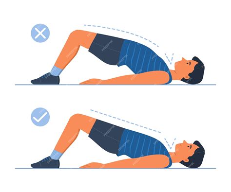 Diagrama mostrando la técnica correcta para realizar el ejercicio del puente.