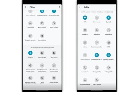 Captura de pantalla del menú de Ajustes rápidos mostrando el icono de Modo Seguro.