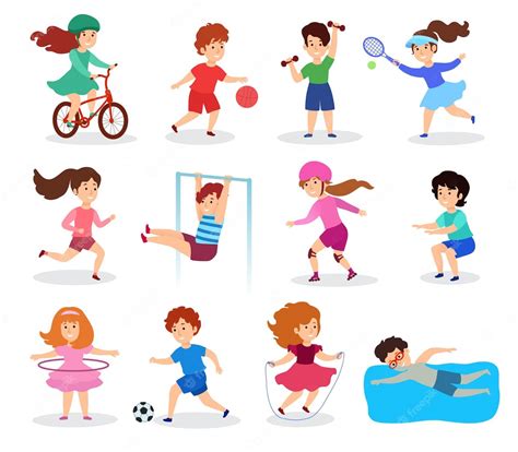 Ilustración de personas practicando diferentes tipos de deportes y actividades al aire libre