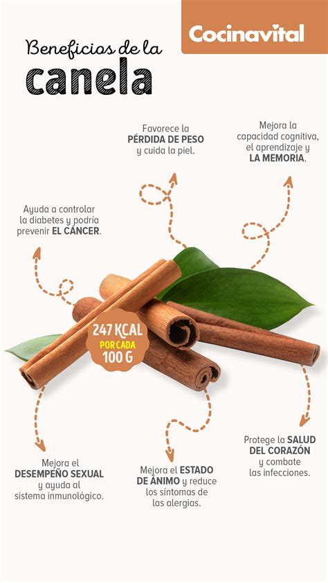 infografía detallando los beneficios de la canela y la miel para la salud