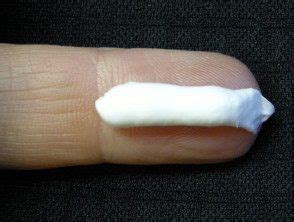 Ilustración de la unidad de punta de dedo (FTU) para la dosificación de cremas.