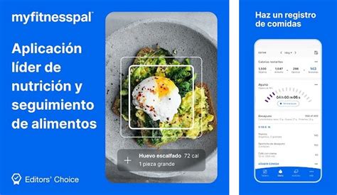 Captura de pantalla de la interfaz de MyFitnessPal mostrando el registro de alimentos