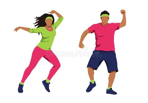 Ilustración de personas bailando Zumba con energía.