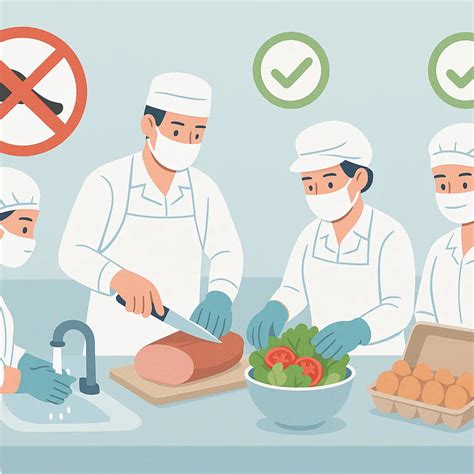 Ilustración de niños participando en la preparación de alimentos en una escuela japonesa