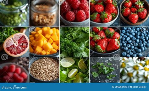 collage de alimentos saludables comúnmente consumidos por culturistas.