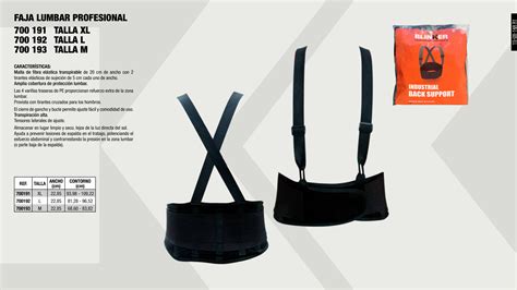 Infografía detallando la composición y características de la faja lumbar