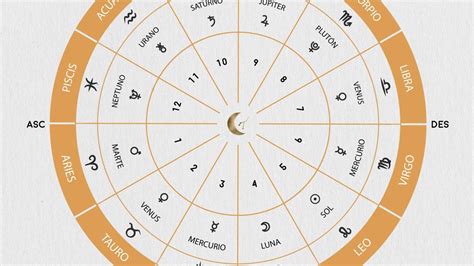 Representación gráfica de la carta astral con los doce signos del zodíaco