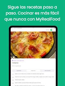 Diseño de interfaz de usuario de la aplicación MyRealFood mostrando recetas saludables y la función de escaneo de productos.