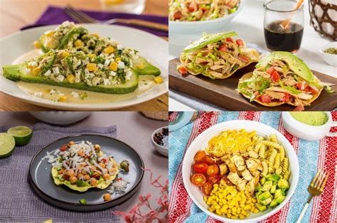 Montaje de imágenes con platos de recetas para ganar músculo y para bajar de peso.