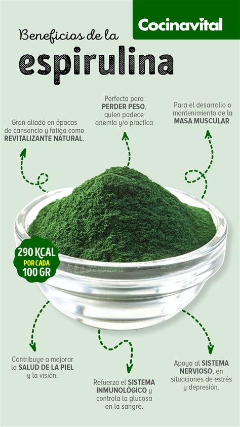 Ilustración detallada de la estructura molecular de la espirulina y sus componentes nutricionales.