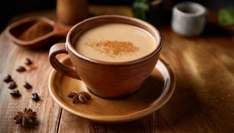 Fotografía de una taza de Kawa Daun servida en una cáscara de coco