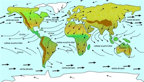 Mapa de vientos para el mediodía del lunes, mostrando la dirección y velocidad predominantes