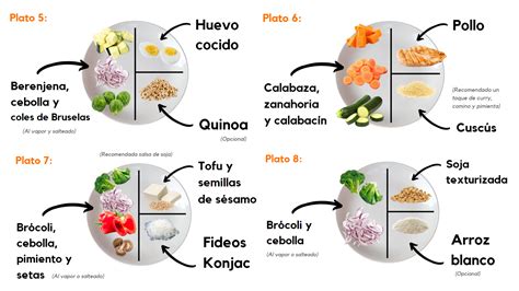 Ejemplos visuales de platos saludables incluidos en dietas proteicas