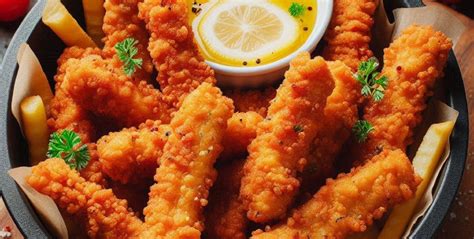 Fotografía de tiras de pollo marinadas en una bandeja.