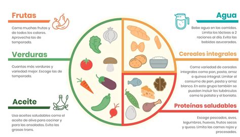 Diagrama del Plato de Harvard, ilustrando las proporciones recomendadas de cada grupo de alimentos.