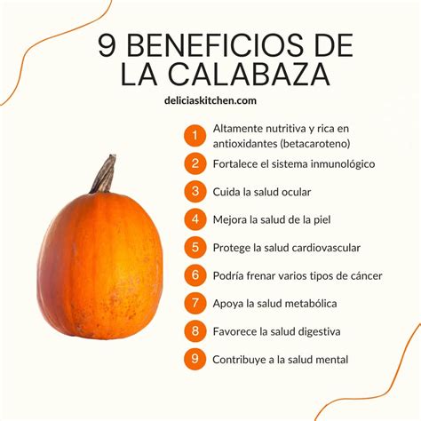 Infografía detallando los nutrientes de la calabaza y sus beneficios