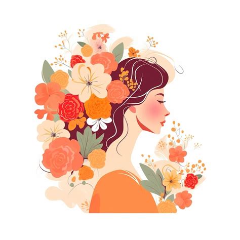 Ilustración de una mujer japonesa joven con un IMC bajo, rodeada de símbolos de comida y belleza.