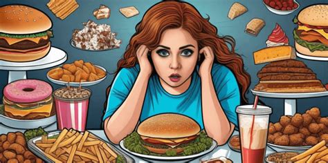 Ilustración que representa la relación entre el estrés y los atracones de comida.