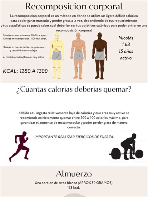infografía explicando la recomposición corporal con dos procesos: aumento de masa muscular y reducción de grasa.