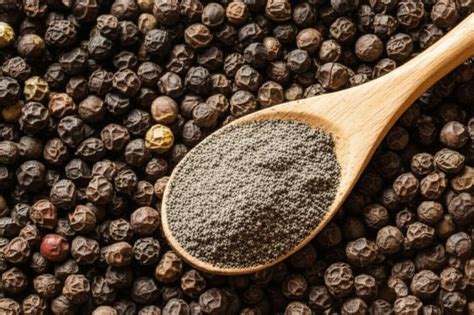 Infografía detallando los valores nutricionales de la pimienta negra, destacando su bajo contenido calórico y de grasas.