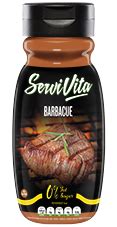 Etiqueta de la Salsa Barbacoa Servivita, mostrando su aspecto ahumado y el texto 