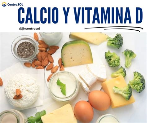 Ilustración de alimentos ricos en calcio y vitamina D.