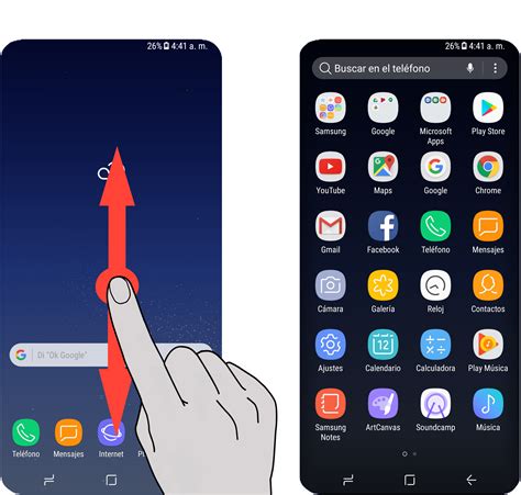 Ilustración mostrando cómo añadir y organizar aplicaciones en la pantalla de inicio del SPC ZEUS 2.