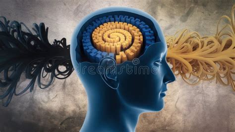 Ilustración conceptual que representa una espiral de pensamientos circulares sin avance.