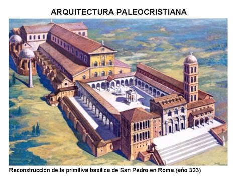 Reconstrucción de una basílica paleocristiana, mostrando la disposición de las naves, el ábside y el matroneum.