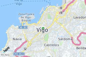 Mapa de Vigo destacando los barrios correspondientes al código postal 36201.
