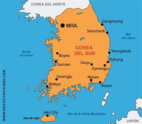 mapa de Corea del Sur con iconos de turismo