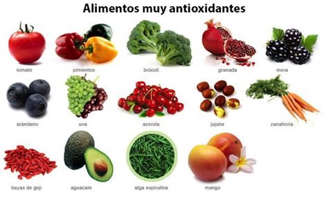 Imagen de alimentos ricos en antioxidantes y colágeno.