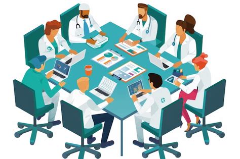 Ilustración de un equipo multidisciplinar (médico, nutricionista, psicólogo) trabajando juntos