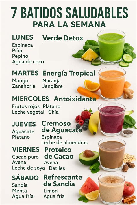 Colage de imágenes con los ingredientes de varios batidos verdes saludables.