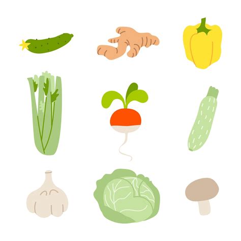 Ilustración de diferentes verduras crucíferas y legumbres.