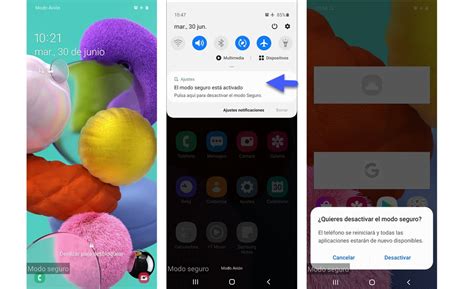 Icono de Modo Seguro en un smartphone Samsung