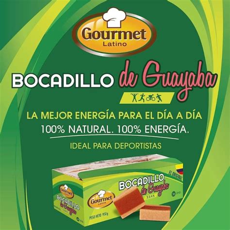 Tabla nutricional detallada del Bocadillo de Guayaba Gourmet Latino con valores de carbohidratos, azúcares y valor energético.