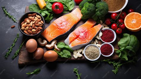 infografía mostrando alimentos ricos en proteínas: pollo, pescado, huevos, legumbres, frutos secos