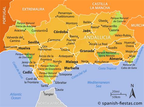Mapa de Andalucía con zonas de caza delimitadas