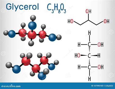 Ilustración de la estructura molecular de la glicerina y la cisteína.