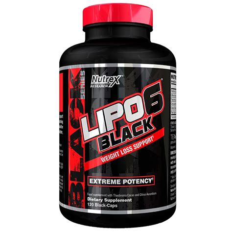 Imagen del producto Lipo 6 Black de Nutrex, mostrando su empaque y las cápsulas.