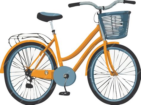 Ilustración de una bicicleta urbana con una cesta de mimbre delantera llena de flores.