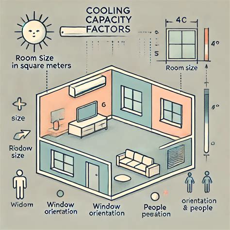 Infografía comparativa de tamaños de habitación y frigorías recomendadas.