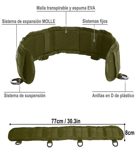 Ilustración de un cinturón táctico con diversos accesorios acoplados