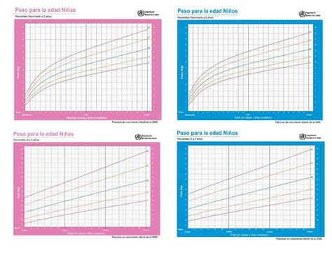 Gráfico con las curvas de crecimiento del IMC para niños y adolescentes según la OMS.